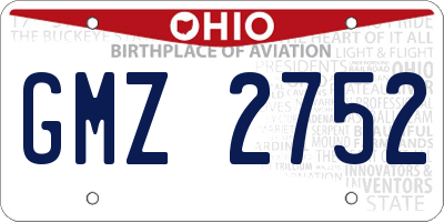 OH license plate GMZ2752