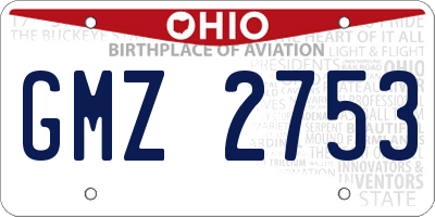 OH license plate GMZ2753