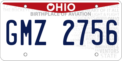 OH license plate GMZ2756