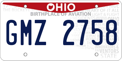 OH license plate GMZ2758