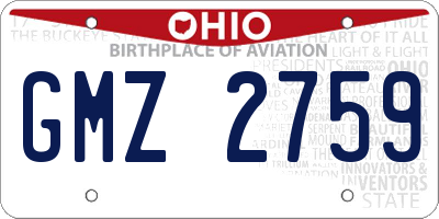 OH license plate GMZ2759