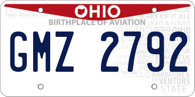 OH license plate GMZ2792