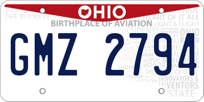 OH license plate GMZ2794