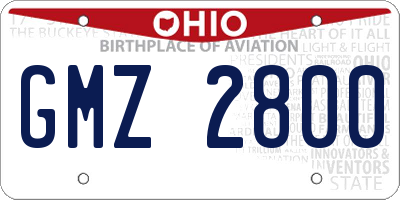 OH license plate GMZ2800