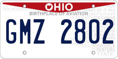 OH license plate GMZ2802