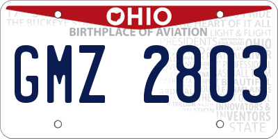 OH license plate GMZ2803
