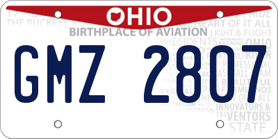 OH license plate GMZ2807