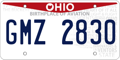 OH license plate GMZ2830