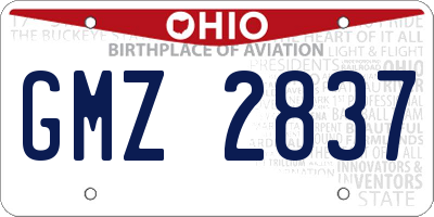 OH license plate GMZ2837