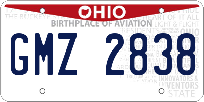 OH license plate GMZ2838