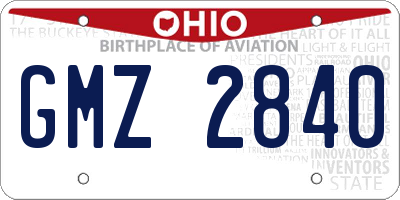 OH license plate GMZ2840