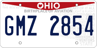 OH license plate GMZ2854