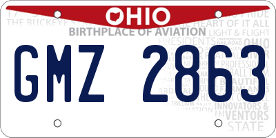 OH license plate GMZ2863