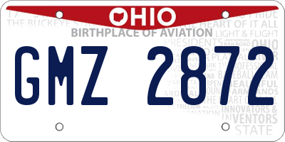 OH license plate GMZ2872