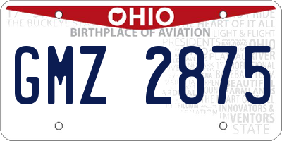 OH license plate GMZ2875