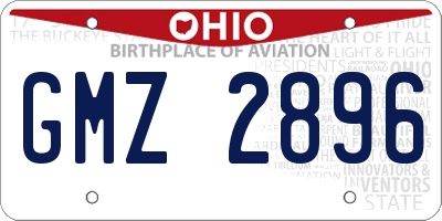 OH license plate GMZ2896