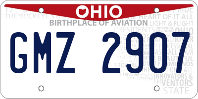 OH license plate GMZ2907