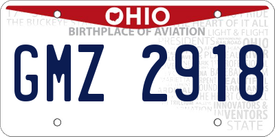 OH license plate GMZ2918
