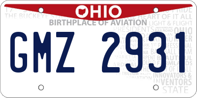 OH license plate GMZ2931