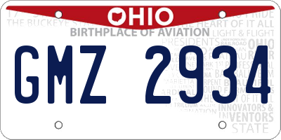 OH license plate GMZ2934
