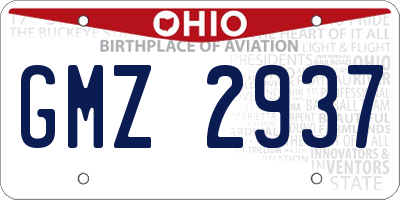 OH license plate GMZ2937