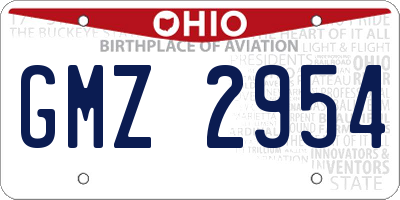 OH license plate GMZ2954