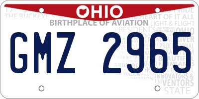 OH license plate GMZ2965