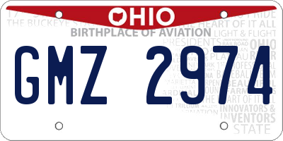 OH license plate GMZ2974