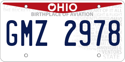 OH license plate GMZ2978