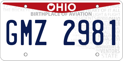 OH license plate GMZ2981
