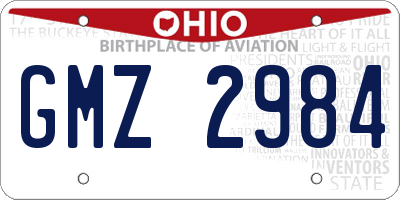 OH license plate GMZ2984