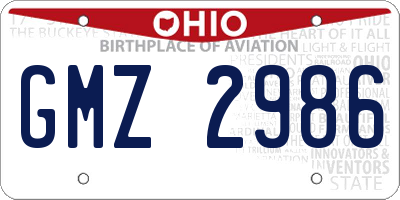 OH license plate GMZ2986