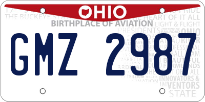 OH license plate GMZ2987