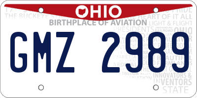 OH license plate GMZ2989