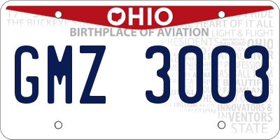 OH license plate GMZ3003