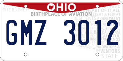 OH license plate GMZ3012
