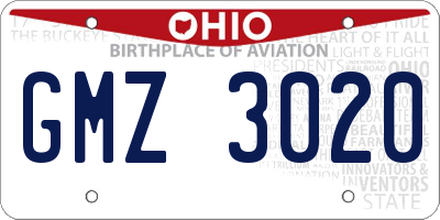 OH license plate GMZ3020