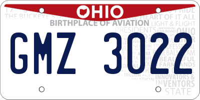 OH license plate GMZ3022