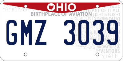 OH license plate GMZ3039