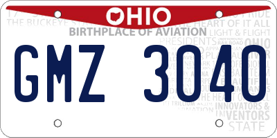 OH license plate GMZ3040