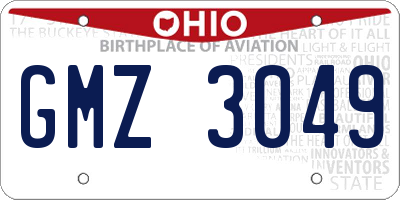 OH license plate GMZ3049