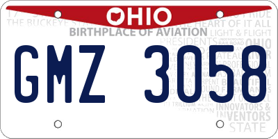 OH license plate GMZ3058