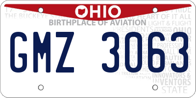 OH license plate GMZ3063