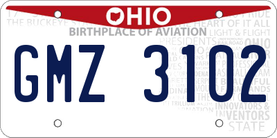 OH license plate GMZ3102