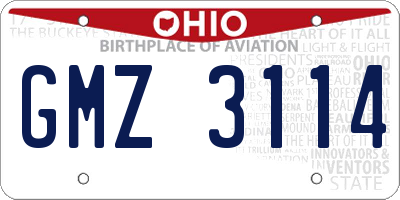 OH license plate GMZ3114