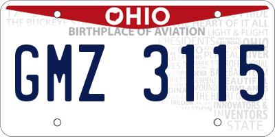 OH license plate GMZ3115