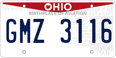 OH license plate GMZ3116