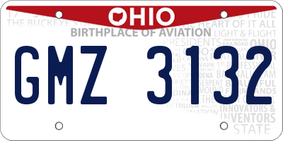 OH license plate GMZ3132