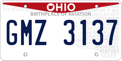 OH license plate GMZ3137