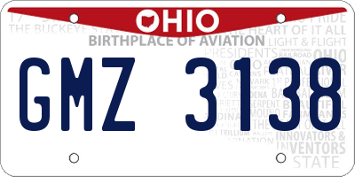 OH license plate GMZ3138